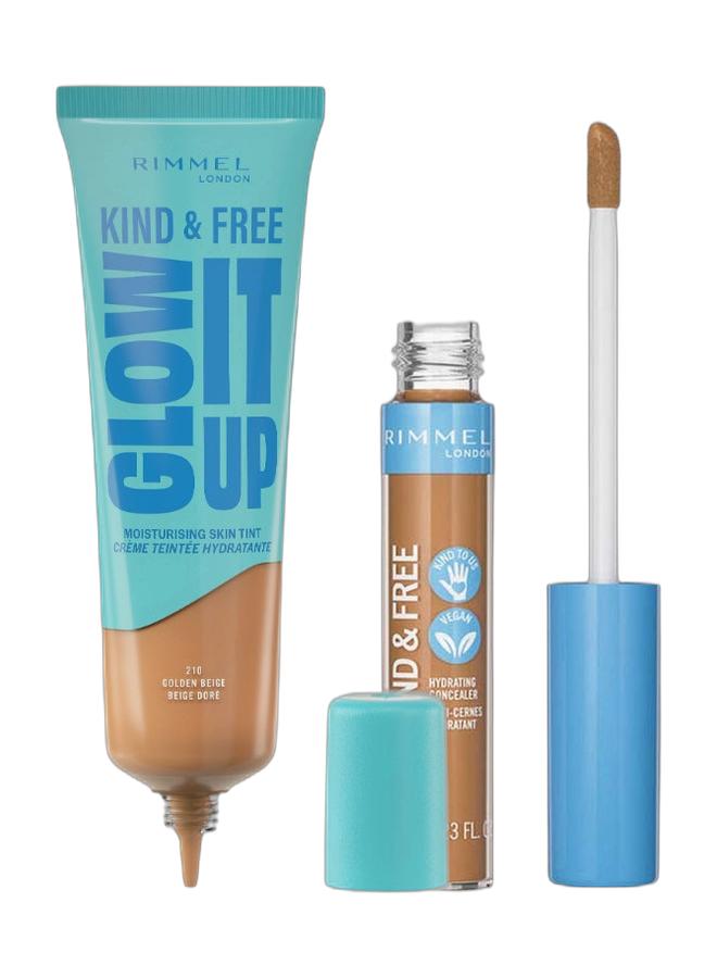 RIMMEL LONDON Kind And Free Moisturising Skin Tint 30ml & Kind & Free All-Day Hydrating Liquid Concealer – 040 –Tan Bundle - Image 1